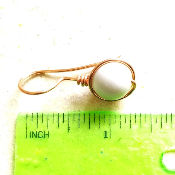 Tranquility! Calming Minimalist & Scrumptious Stone + Copper Dangle Earrings! - Picture 7 of 8